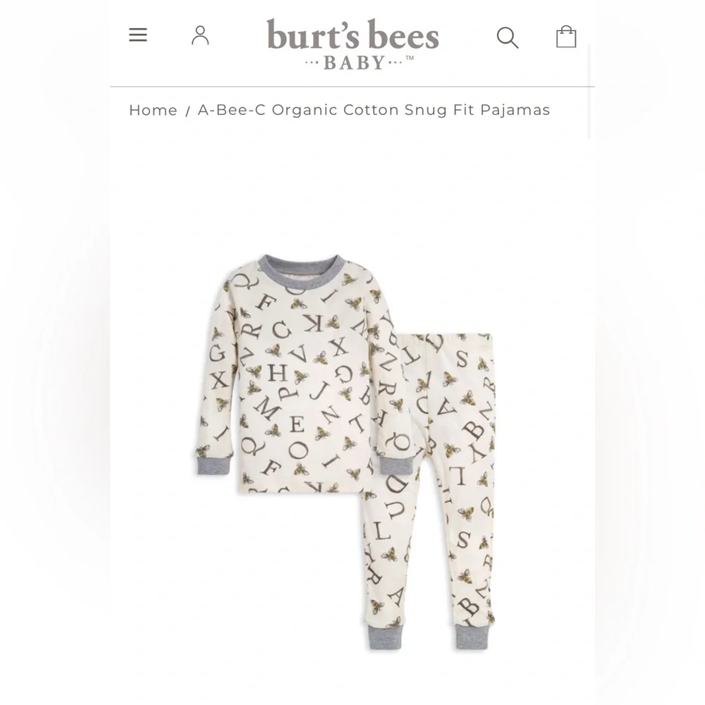 Burt's Bees | Organic Cotton Unisex A BEE C’s Alphabet Pajamas - Picture 8 of 8